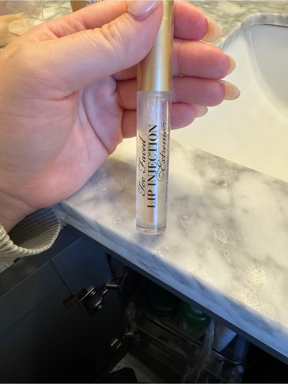 Too Faced Lip Injection Plumping Gloss — Clear with Gold Cap